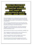 LINEMAN FINAL EXAM REVIEW  QUESTIONS WITH CORRECT  SOLUTIONS&vert;&vert;100&percnt; GUARANTEED  PASS&vert;&vert; ALREADY A&plus;  GRADED&vert;&vert;&vert;UPDATED 2026&sol;2027  SYLLABUS&vert;&vert;<<RECENT VERSION>> 