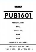 PUB1601 Assignment 2 Answers - Semester 1 &comma; 2026 &vert; Unique Number &colon;664446 &vert; Due Date 23 April 2026