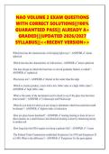 NAO VOLUME 2 EXAM QUESTIONS  WITH CORRECT SOLUTIONS&vert;&vert;100&percnt;  GUARANTEED PASS&vert;&vert; ALREADY A&plus;  GRADED&vert;&vert;&vert;UPDATED 2026&sol;2027  SYLLABUS&vert;&vert;<<RECENT VERSION>> 