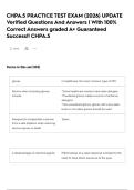  CHPA&period;5 PRACTICE TEST EXAM &lpar;2026&rpar; UPDATE Verified Questions And Answers &vert; With 100&percnt; Correct Answers graded A&plus; Guaranteed Success&excl;&excl; CHPA&period;5