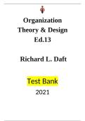 Organization Theory and Design 13th Edition Daft Test Bank Questions Answers PDF