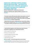 KENTUCKY CERTIFIED SEPTIC SYSTEM INSTALLER EXAM 2026 &ndash; 200 PRACTICE QUESTIONS WITH VERIFIED ANSWERS & DETAILED RATIONALES &vert; COMPLETE LICENSING PREP PDF