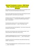 General Contractor License - KB2 Study Prep - Full Set Questions and Correct Answers