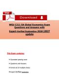 WGU C211 OA Global Economics Exam  Questions and Ansẉers with  Expert-Verified Explanation 20262027  update 