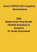 Exam 2 PSYCH 3513 Cognitive Neuroscience &vert; Study Guide&comma; Practice Questions & Answers PDF