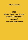 MCAT 2026 Exam 2 &vert; Full Practice Test&comma; Questions & Answers Study Guide PDF