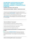 COLIBRI REAL ESTATE PRACTICE FINAL EXAM 2026 &ndash; VERIFIED QUESTIONS & ANSWERS &vert; GRADED A&plus; COMPLETE STUDY GUIDE PDF