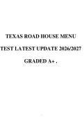 TEXAS ROAD HOUSE MENU TEST LATEST UPDATE 2026&sol;2027 GRADED A&plus; &period;