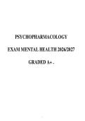 PSYCHOPHARMACOLOGY EXAM MENTAL HEALTH 2026&sol;2027 GRADED A&plus; &period;