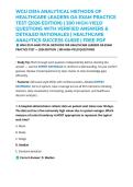 WGU D514 ANALYTICAL METHODS OF HEALTHCARE LEADERS OA EXAM PRACTICE TEST &lpar;2026 EDITION&rpar; &vert; 200 HIGH-YIELD QUESTIONS WITH VERIFIED ANSWERS & DETAILED RATIONALES &vert; HEALTHCARE ANALYTICS SUCCESS GUIDE &vert; FREE PDF