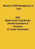 HESI Module 5 Management of Care 2026 &vert; Nursing Exam Questions&comma; Answers & Rationales PDF