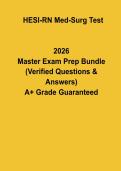 HESI RN Med-Surg Test 2026 &vert; Medical Surgical Nursing Practice Questions&comma; Answers & Rationales PDF