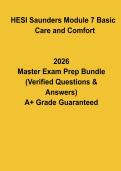 HESI Saunders Module 7 Basic Care and Comfort 2026 &vert; Nursing Practice Questions&comma; Answers & Rationales PDF