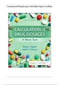 Calculation of Drug Dosages 12th Edition Ogden Test Bank All Chapters Study Guide Complete Questions and Answers 2025&sol; 2026