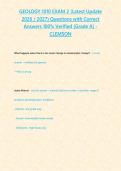 GEOLOGY 1010 EXAM 2 DR&period; COULSON&lpar;Latest Update 2026 &sol; 2027&rpar; Questions with Correct Answers 100&percnt; Verified &lbrace;Grade A&rcub; -CLEMSON