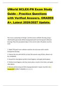 UWorld NCLEX-PN Exam Study  Guide &ndash; Practice Questions  with Verified Answers&period; GRADED  A&plus;&period; Latest 2026&sol;2027 Update&period; 