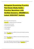 Delegated Examining Practice  Test Exam Study Guide &ndash;  Practice Questions with  Verified Answers&period; GRADED A&plus;&period;  Latest 2026&sol;2027 Update&period; 