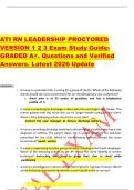 ATI RN LEADERSHIP PROCTORED  VERSION 1 2 3 Exam Study Guide&colon;  GRADED A&plus;&period; Questions and Verified  Answers&period; Latest 2026 Update 