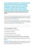 CLUB PILATES ANATOMY & CERTIFICATION EXAM PRACTICE TEST &lpar;2026 EDITION&rpar; &vert; COMPLETE QUESTIONS WITH VERIFIED ANSWERS & DETAILED RATIONALES &vert; PILATES INSTRUCTOR CERTIFICATION SUCCESS GUIDE &vert; HIGH-YIELD STUDY PDF