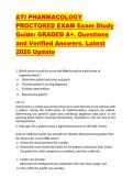 ATI PHARMACOLOGY  PROCTORED EXAM Exam Study  Guide&colon; GRADED A&plus;&period; Questions  and Verified Answers&period; Latest  2026 Update 