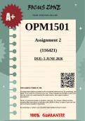 OPM1501 Assignment 2 &lpar;116421&rpar; &vert;ANSWERS&vert; - DUE 5 JUNE 2026
