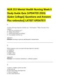 NUR 253 Mental Health Nursing Week 6  Study Guide Quiz &lpar;UPDATED 2026&rpar;  &vert;Galen College&vert;&vert; Questions and Answers  Plus rationales&vert;&vert; LATEST UPDATE&excl;&excl;&excl; 