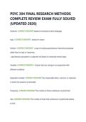 PSYC 304 FINAL RESEARCH METHODS  COMPLETE REVIEW EXAM FULLY SOLVED  &lpar;UPDATED 2026&rpar; 
