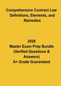 Comprehensive Contract Law&colon; Definitions&comma; Elements & Remedies 2026 &vert; Study Guide PDF