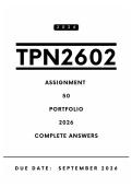 TPN2602 Assignment 50 &lpar;Portfolio &rpar; 2026  Answers &vert; Due Date September 2026