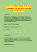 Critical Care HESI Exam 2026&vert; Actual Exam Questions and Rationales for Guaranteed Pass