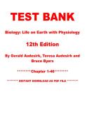 Test Bank - Biology&colon; Life on Earth with Physiology&comma; 12th Edition &lpar;Audesirk & Byers&rpar; Chapter 1-46 &vert; PDF