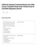 California Asbestos Contractor&sol;Supervisor Initial Course 2026&colon; Complete Study Guide&comma; Practice Exam & Cal&sol;OSHA Regulatory Review &vert; High-Yield Questions & Verified Answers