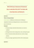 NUR 4590 Exam 2 Rasmussen Professional  Nurse Leadership 2026&sol;2027 Test Bank with  Actual Questions and Rationales