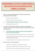 HEMISPHERES 3&period;0 LEVEL VII DISCHARGE & PREVENTION EXAM QUESTIONS WITH CORRECT ANSWERS
