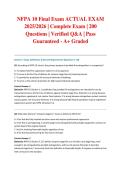NFPA 10 Final Exam ACTUAL EXAM 2025&sol;2026 &vert; Complete Exam &vert; 200 Questions &vert; Verified Q&A &vert; Pass Guaranteed - A&plus; Graded