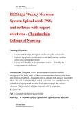 BIOS 252 Week 3 Nervous System-Spinal cord&comma; PNS&comma; and reflexes with expert solutions - Chamberlain College