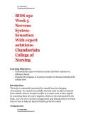 BIOS 252 Week 5 Nervous System- Sensation With expert solutions- Chamberlain College of Nursing&period;