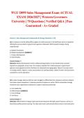 WGU D099 Sales Management Exam ACTUAL EXAM 2026&sol;2027 &vert; Western Governors University &vert; 70 Questions &vert; Verified Q&A &vert; Pass Guaranteed - A&plus; Graded