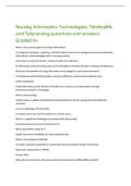 Nursing Informatics Technologies&comma; Telehealth&comma; and Telenursing questions and answers Graded A&plus;