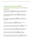 Nursing Informatics and Telehealth Technologies Overview questions and answers Graded A&plus;