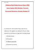 ALABAMA REAL ESTATE LICENSE EXAM 2026 &ndash; 300 REAL QUESTIONS WITH CORRECT DETAILED ANSWERS &lpar;LATEST UPDATE&rpar;