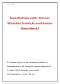 APPLIED HEALTHCARE STATISTICS FINAL EXAM 2026 &ndash; 300 REAL QUESTIONS WITH CORRECT DETAILED ANSWERS