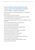 Patient Education and Legal&sol;Ethical Nursing Practice QUESTIONS AND VERIFIED ANSWERS &vert;100&percnt; CORRECT &vert; ALREADY GRADED A