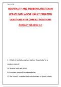 HOSPITALITY AND TOURISM EXAM 2026 &ndash; 300 REAL QUESTIONS WITH CORRECT SOLUTIONS &lpar;GRADED A&plus;&rpar;