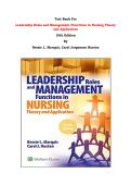 Test Bank For Leadership Roles and Management Functions in Nursing Theory and Application  10th Edition By Bessie L&period; Marquis&comma; Carol Jorgensen Huston&vert; Chapter 1 &ndash; 25&comma; Latest Edition- 2026&sol; 2027&vert;