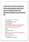 Asphalt Plant Technician Certification  Practice Exam Questions And Correct  Answers &lpar;Verified Answers&rpar; Plus  Rationales 2026 Q&A Instant Download  Pdf 