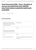 Texas Government 2306 - Exam 1&comma; Questions & Answers Test QUESTIONS AND VERIFIED SOLUTIONS &vert;2026&vert; ELABORATED &DETAILED ANSWERS&excl;&excl;