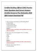 Certified Building Official &lpar;CBO&rpar; Practice  Exam Questions And Correct Answers  &lpar;Verified Answers&rpar; Plus Rationales 2026  Q&A Instant Download Pdf 