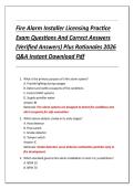 Fire Alarm Installer Licensing Practice  Exam Questions And Correct Answers  &lpar;Verified Answers&rpar; Plus Rationales 2026  Q&A Instant Download Pdf 