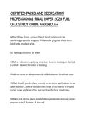 CERTIFIED PARKS AND RECREATION PROFESSIONAL FINAL PAPER 2026 FULL Q&A STUDY GUIDE GRADED A&plus;